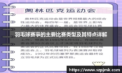 羽毛球赛事的主要比赛类型及其特点详解